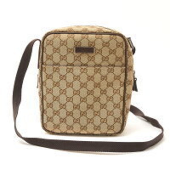 Gucci GG Canvas Crossbody Beige Brown Leather - Picture 1 of 7